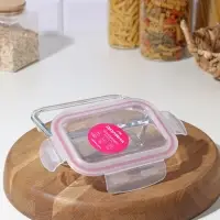 Контейнер для еды из жаропрочного стекла Доляна &laquo;Клик&raquo;, 380 мл, 15.5&times;11&times;5 см, с крышкой