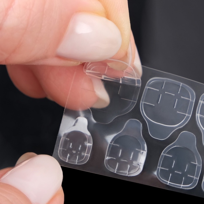 Накладные ногти, 12 шт, с клеевыми пластинами, форма балерина, матовый/хромированный, цвет синий/чёрный Накладные ногти, 12 шт, с клеевыми пластинами, форма балерина, матовый/хромированный, цвет синий/чёрный