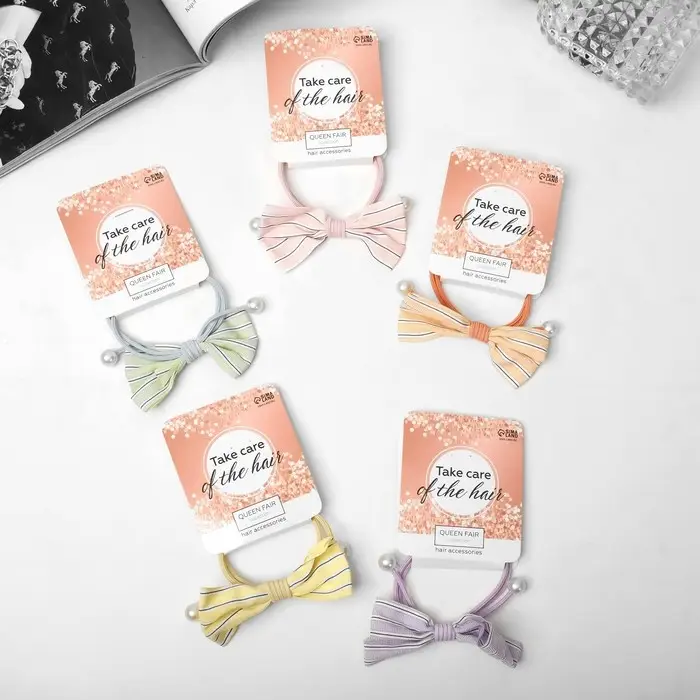 Резинка для волос «Миа», бантик полосы, 5 см, МИКС