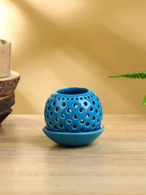 Аромалампа «Шар», 9.5×9.5×9 см, керамика, голубая