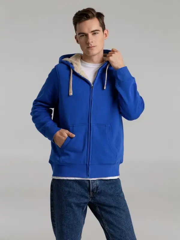 Толстовка унисекс на молнии Sherpa 280 ярко-синяя, размер XS Толстовка унисекс на молнии Sherpa 280 ярко-синяя, размер XS