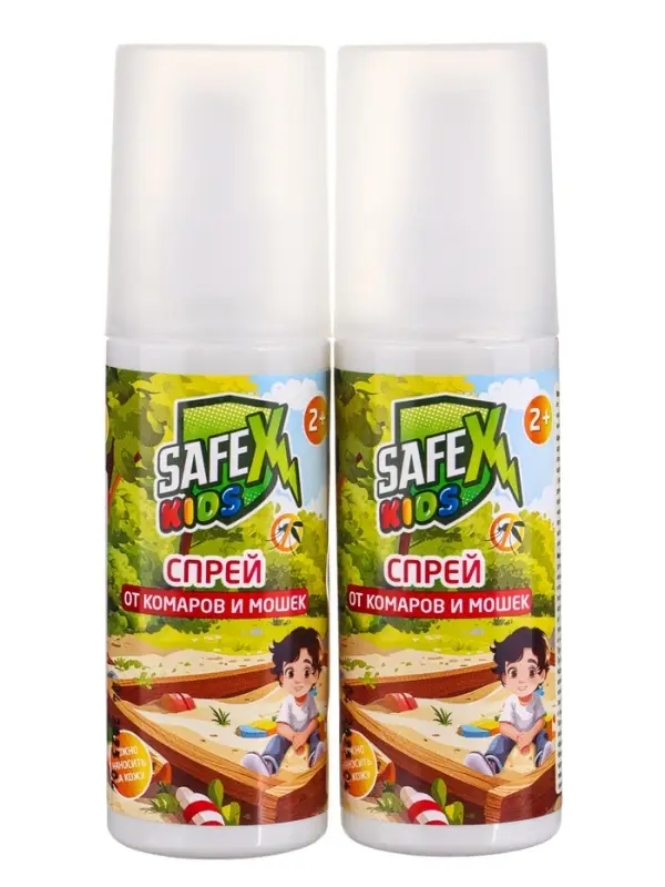 Спрей от комаров и мошек Safex KIDS, 100 мл 2 штуки