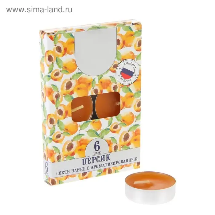 Набор свечей ароматических чайных &laquo;Персик&raquo;, 6 шт.