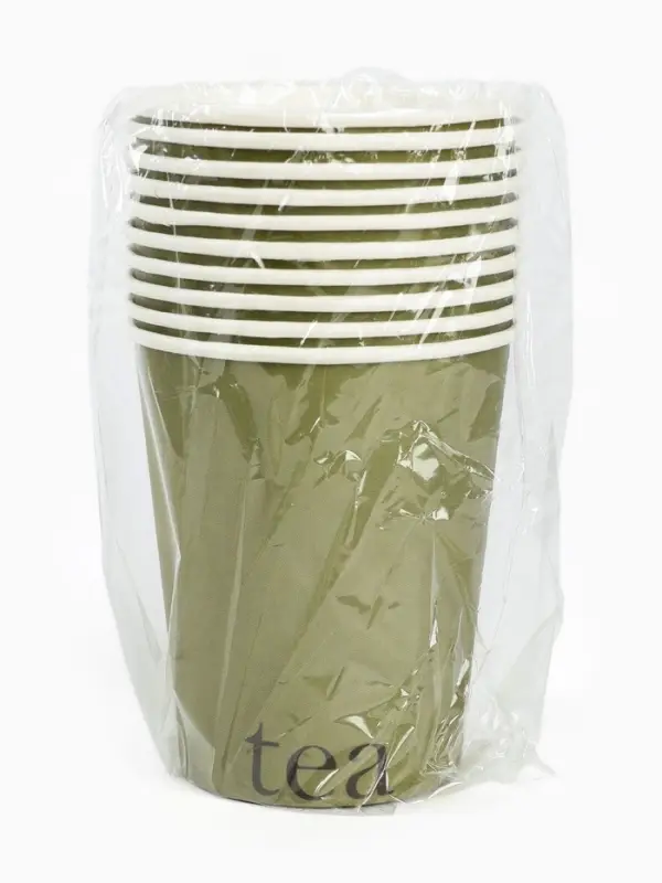 Стаканы одноразовые бумажные для чая, цвет оливковый, 10 шт, 250 мл