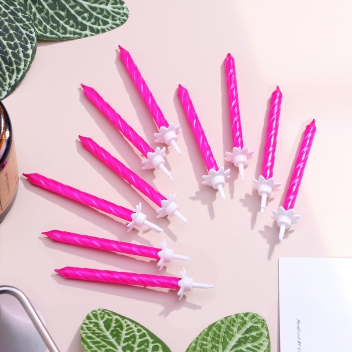 Свечи в торт &laquo;Спираль&raquo;, 6 см, металлик розовый, набор 10 шт.