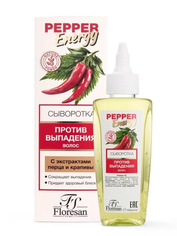 Сыворотка против выпадения волос с экстрактами перца и крапивы серия "Pepper Energy", 100 мл 1103543