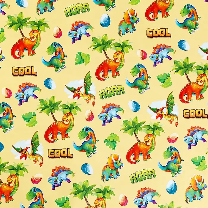 Бумага упаковочная глянцевая «Динозавры», 1 лист, 70 х 100 см