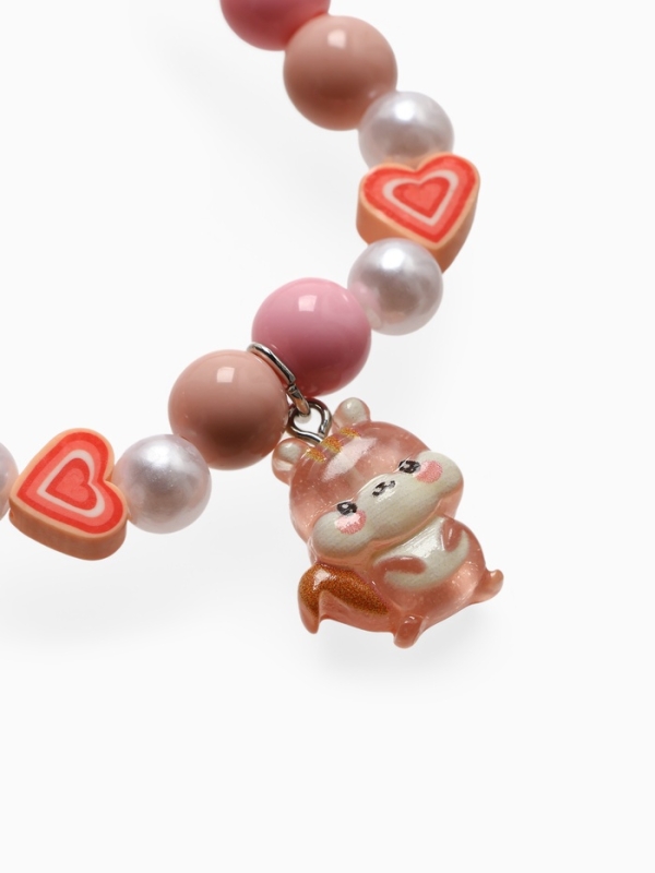 Браслет детский  Браслет детский "Выбражулька" фимо с бусинами, белочка с бусинами, цветной