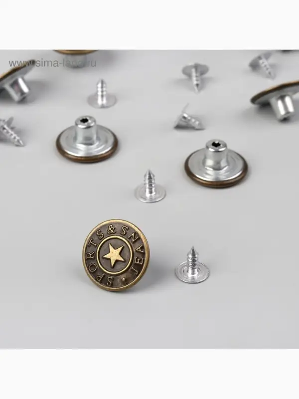 Набор джинсовых пуговиц, 17 мм, 100 шт., цвет бронзовый