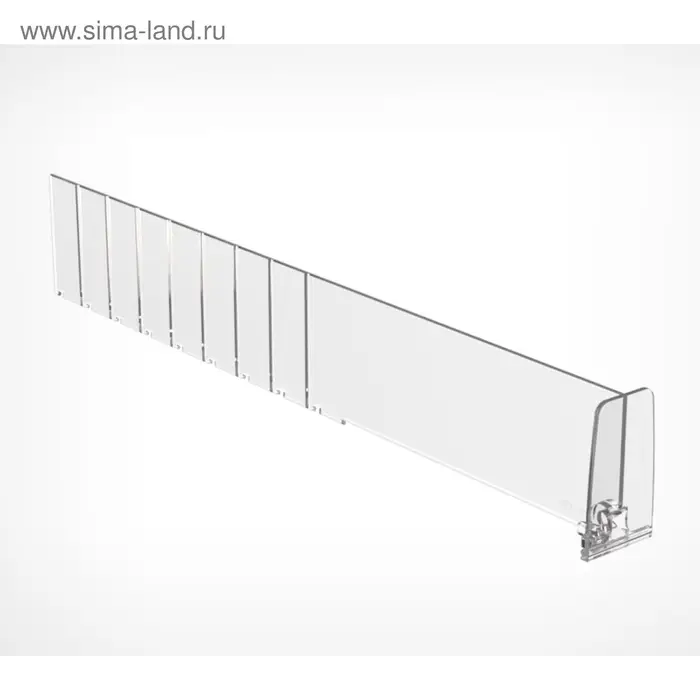 Пластиковый обламывающийся разделитель c передним ограничителем 60 мм, 285-485&times;20&times;60 мм