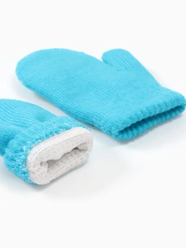 Варежки детские MINAKU двухслойные, цвет голубой, 12 см Варежки детские MINAKU двухслойные, цвет голубой, 12 см