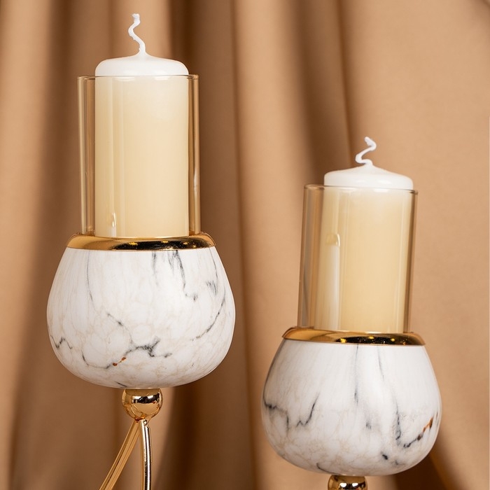 Подсвечник металл, стекло «Сплетение» на 4 свечи 47 х 10 х 28 см