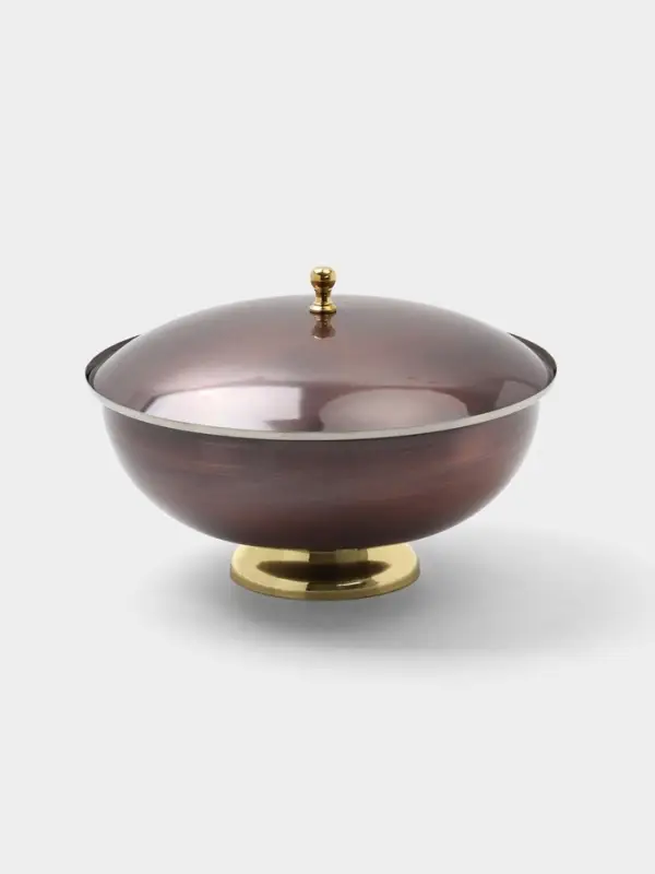 Блюдо глубокое с крышкой &laquo;Жемчуг&raquo;, 27&times;27&times;19 см, нержавеющая сталь, покрытие антик