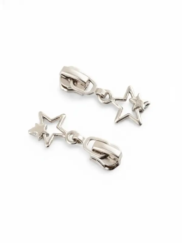 Бегунок для металлической молнии, №3, &laquo;Звёзды&raquo;, 10 шт., цвет никель