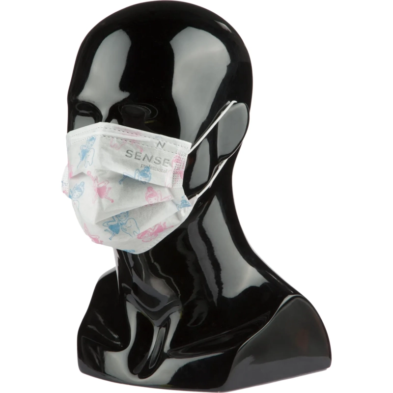 Маска медицинская 3-х сл., Sense, детская, ФЕИ, картон 50шт/уп