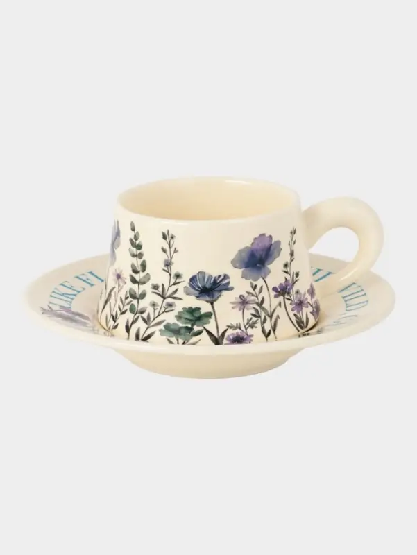 Чайная пара &laquo;Фиалковый сад&raquo;, 2 предмета: блюдце 17&times;2.5 см, чашка 280 мл, керамика