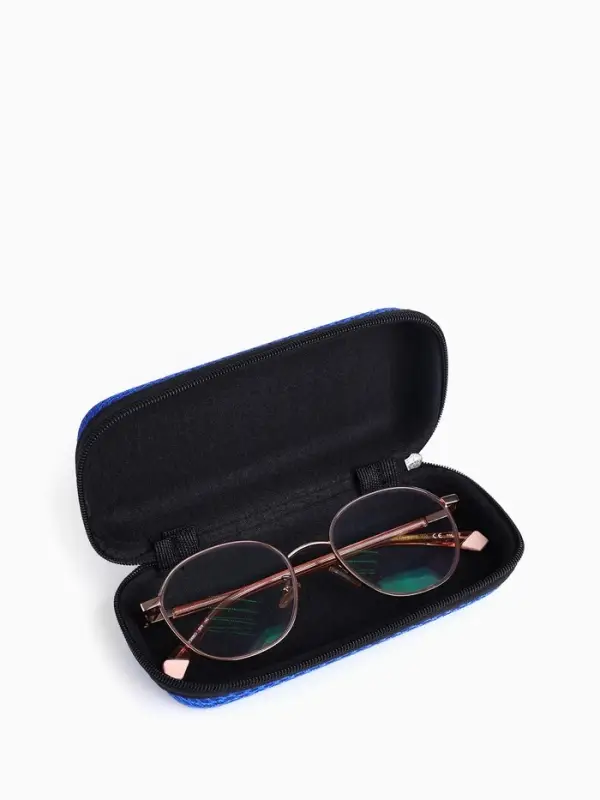 Футляр для очков на молнии, однотонный, размер 15&times;4&times;6.5 см, синий