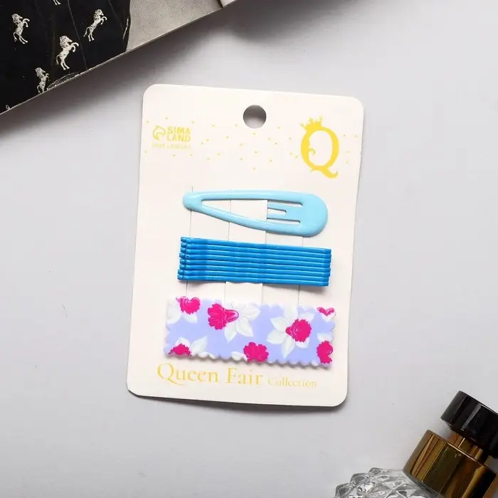 Невидимка для волос  Невидимка для волос "Марлен" (набор 10 шт) 5 см, голубой