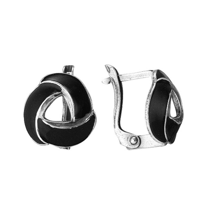 Серьги «Треугольник» ленты, посеребрение с оксидированием, цвет чёрный Серьги «Треугольник» ленты, посеребрение с оксидированием, цвет чёрный