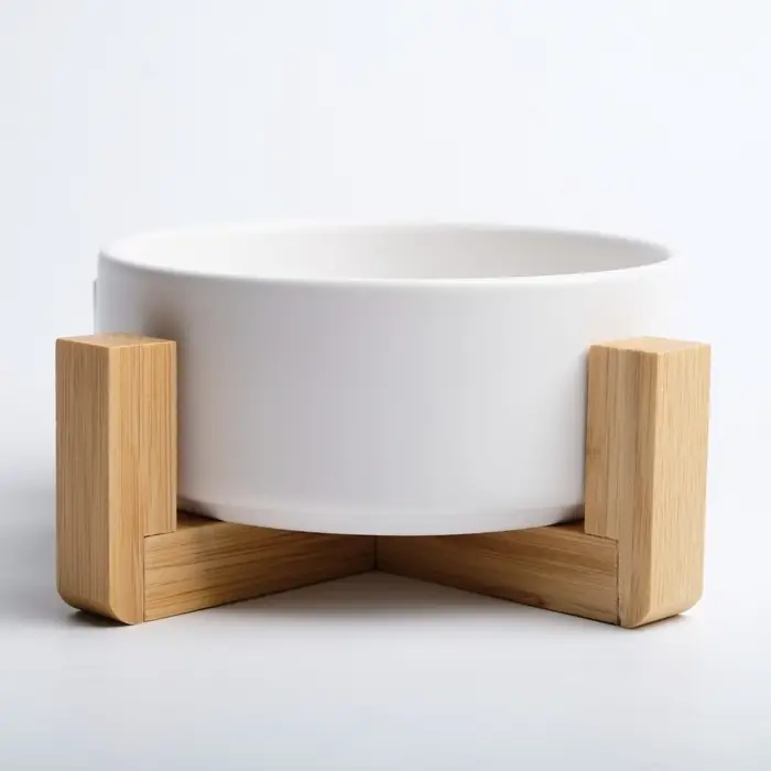 Миска, 450 мл, 13&times;5 см, на подставке, керамика, белая