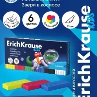 Пластилин 6 цветов, 108 г, ErichKrause "Kids Space Animals", со стеком, в картонной упаковке