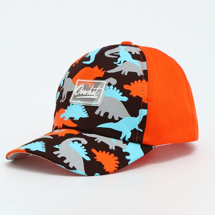 Кепка детская для мальчика «Динозавры»,цвет оранжевый, р-р 52-54, 5-7 лет