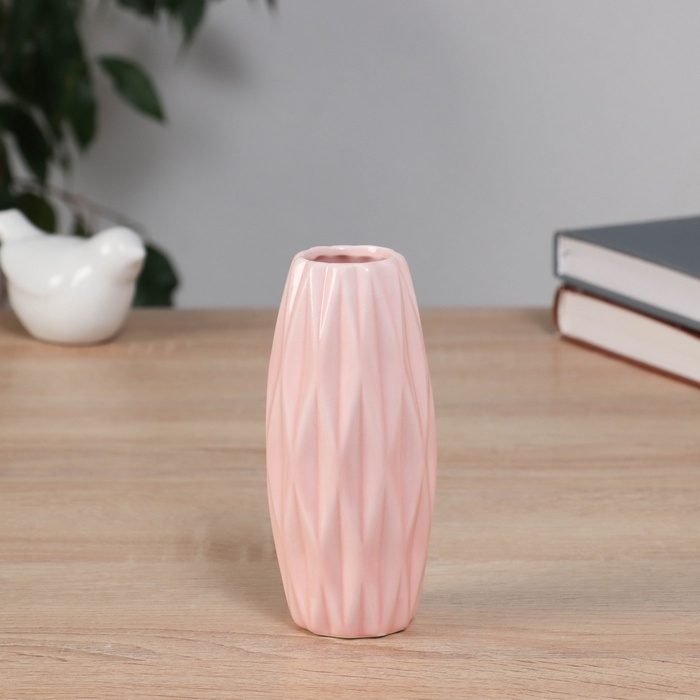 Ваза керамика настольная Ваза керамика настольная "Теган" бочка, 12,5х5 см, розовый