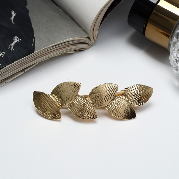 Заколка-автомат для волос «Либерти», листочки, 6.5 см, золото Заколка-автомат для волос «Либерти», листочки, 6.5 см, золото