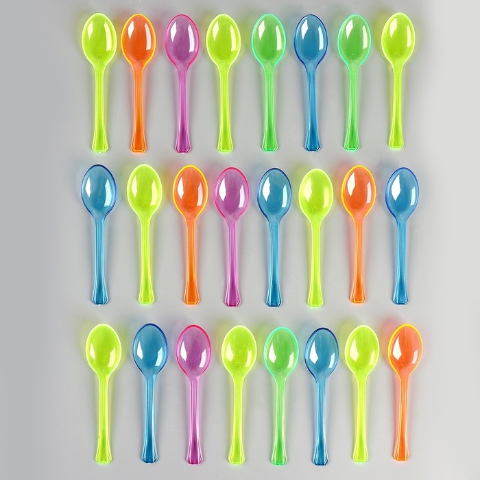 Ложки пластиковые, в наборе 24 штуки, цвета МИКС Ложки пластиковые, в наборе 24 штуки, цвета МИКС