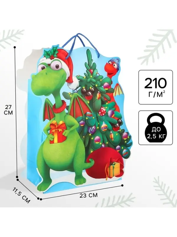 Пакет подарочный «Новый год» 23×27×11.5 см, Микки Маус и Дракон Пакет подарочный «Новый год» 23×27×11.5 см, Микки Маус и Дракон