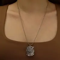 Кулон &laquo;Сова круглая&raquo;, art, цвет серебро чернёное, 44 см