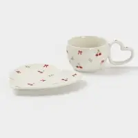 Чайная пара "Вишенка" блюдце 15,5х15х1,5 см, кружка 15,5х9,5х6,7 см