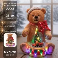 Фигура светодиодная &laquo;Мишка&raquo; 25&times;19 см, муз, USB, AAx3 (не в комплекте), МУЛЬТИ