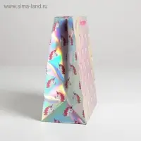 Пакет подарочный голографический, упаковка, &laquo;Единорожки&raquo;, 23 х 27 х 11.5 см