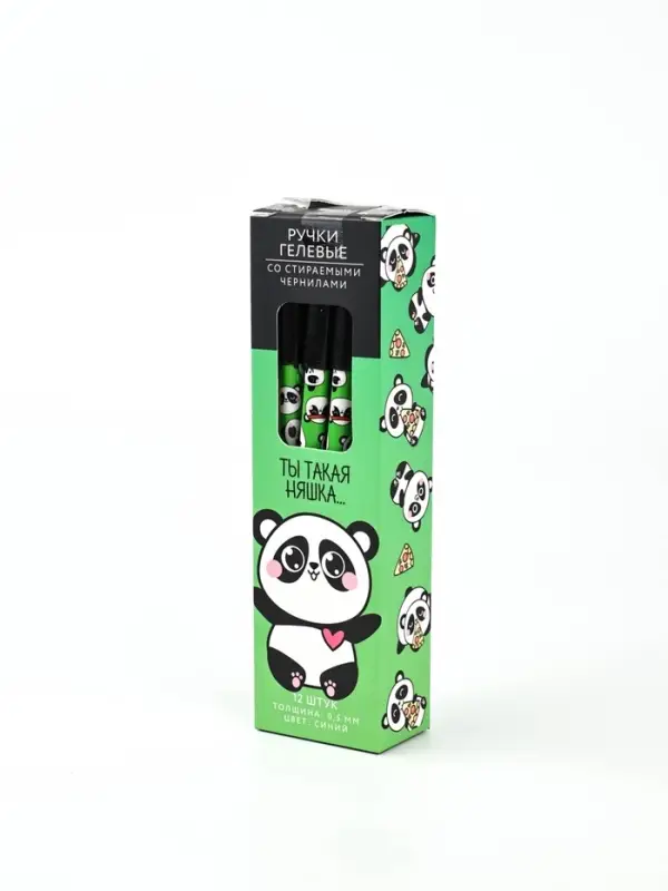 Ручка пиши стирай синяя паста 0.5 мм с колпачком &laquo;Панда&raquo;