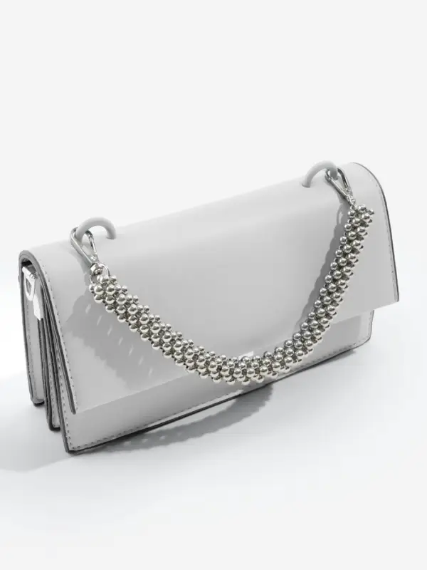 Ручка для сумки, шнур из бусин, 28 см, цвет серебряный