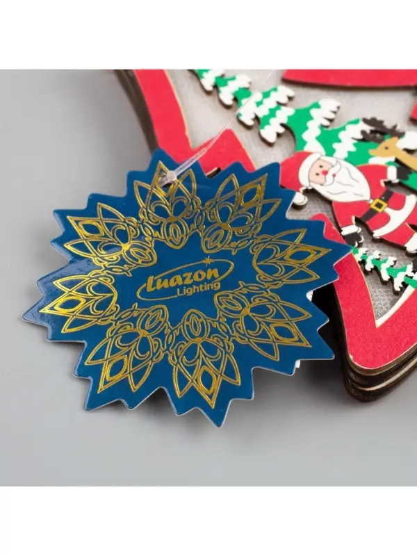 Ёлочная игрушка &laquo;Красная ёлочка с Дедом Морозом&raquo;, 11&times;11&times;1.5 см, от батареек, свечение RGB