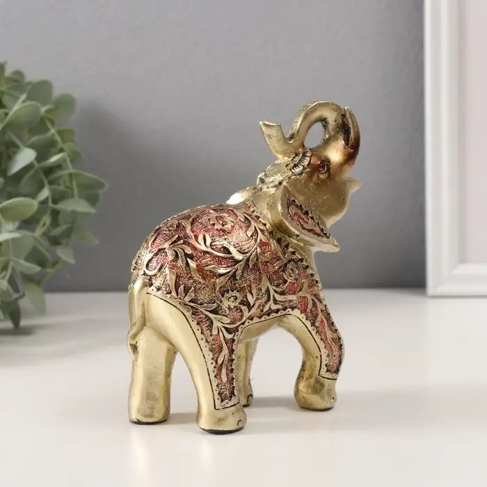 Набор фигурок полистоун &laquo;Слоны, попона в листьях&raquo;, 7 шт.