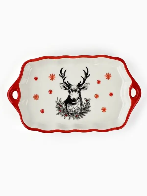 Блюдо новогоднее &laquo;Снежный олень&raquo;, 23&times;13&times;2.5 см, ручная работа