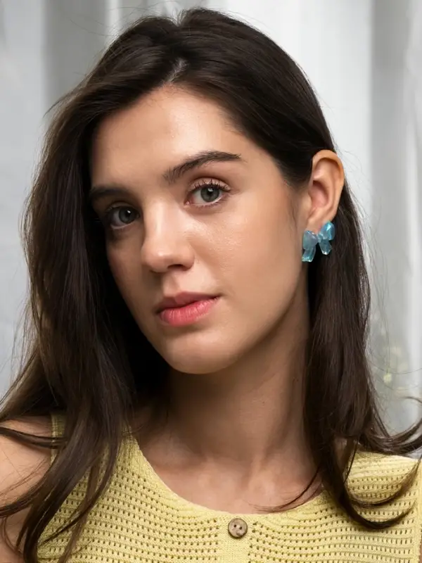 Серьги пластик &laquo;Бантик&raquo;, перламутровый, голубые