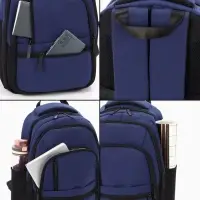 Рюкзак школьный, 2 отделения, 5 карманов, водонепроницаемое дно, 26&times;14&times;39 см, синий