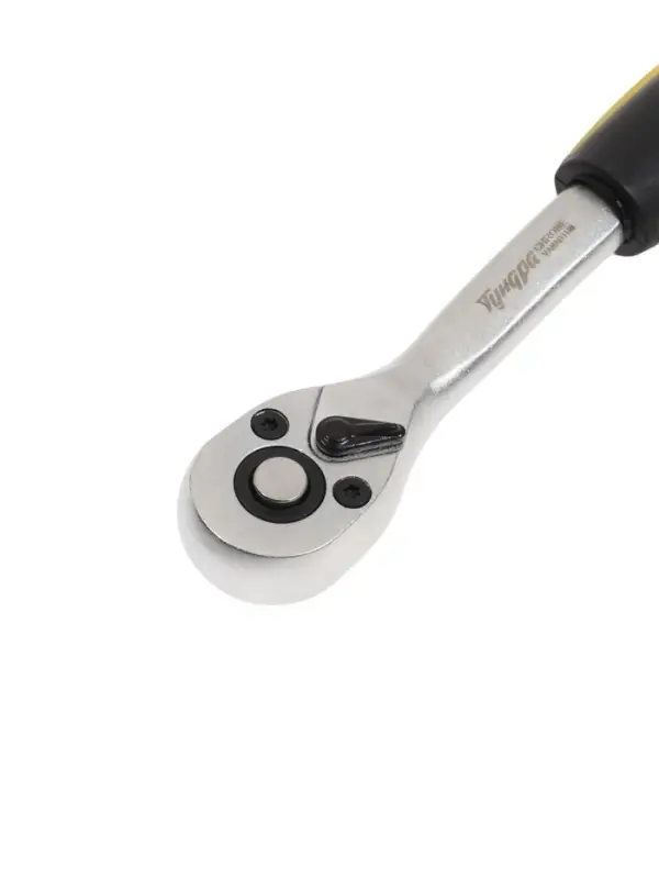 Вороток с трещоткой ТУНДРА, CrV, квадрат 1/4", 2К рукоятка, 72 зубца, 150 мм