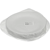 Тарелка одноразовая бум. 23см круглая, белая, 250г/м2, 50шт/уп