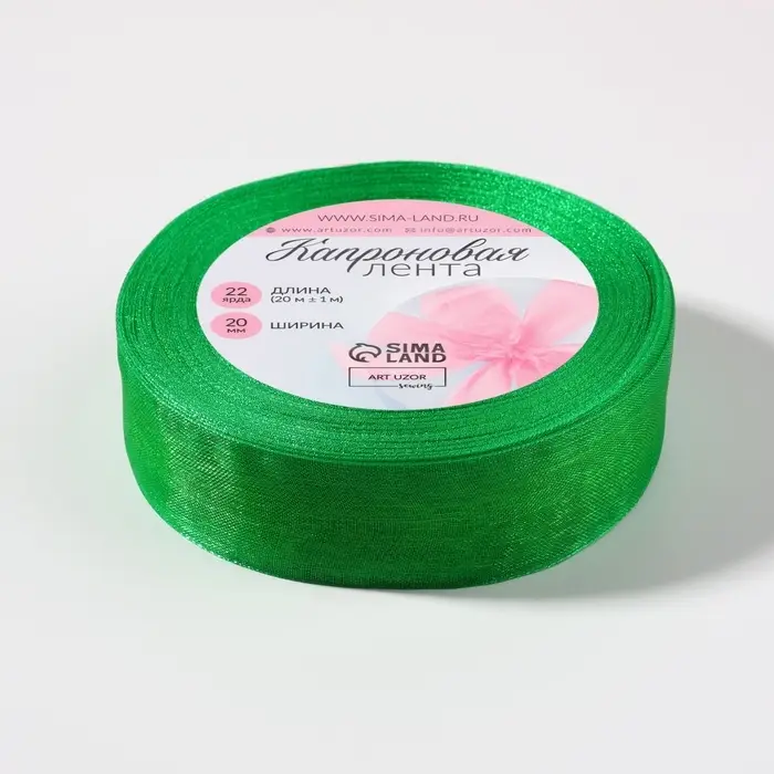 Лента капроновая, 20 мм, 20&plusmn;1 м, зелёная №19
