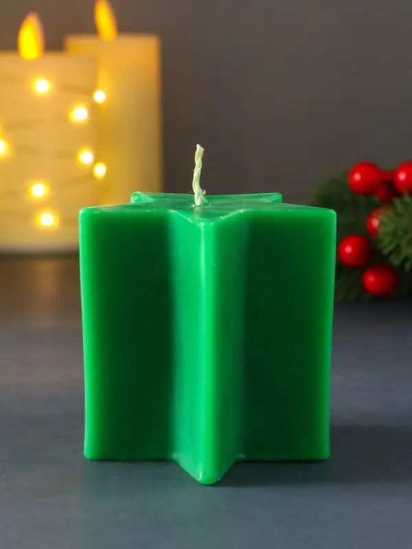 Свеча  Свеча "Большая звезда" 75*75*75мм, зеленая
