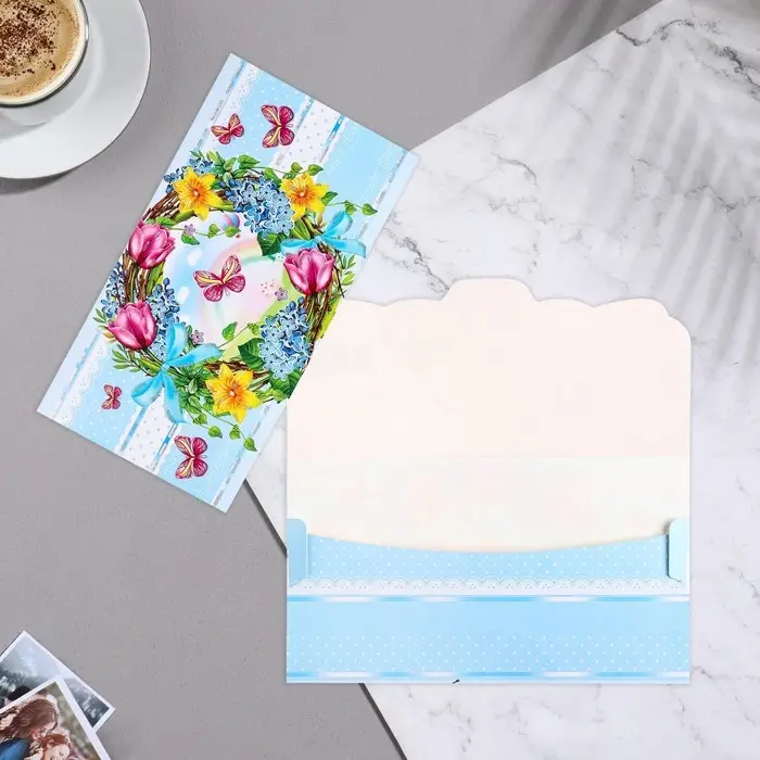 Конверт для денег "Цветы - 4" 18,5х8,5 см