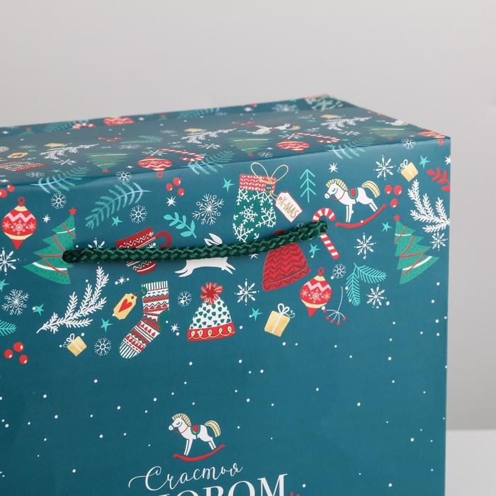 Пакет-коробка «Счастья в Новом году», 23 х 18 х 11 см, Новый год