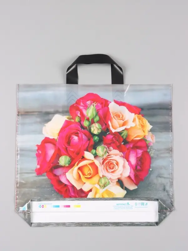 Пакет "Волшебный букет", полиэтиленовый с петлевой ручкой, 38 х 34 + 3 см, 70 мкм