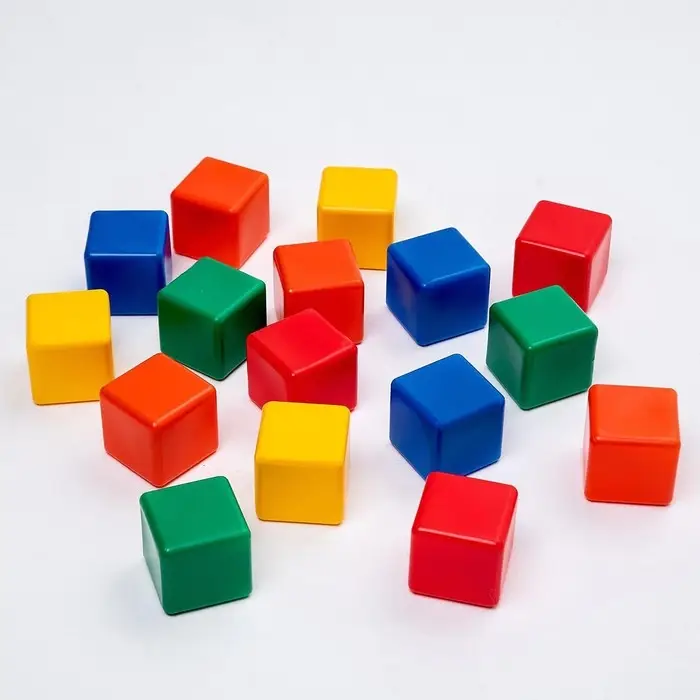 Кубики детские, пластиковые, цветные,16 штук, 6&times;6 см