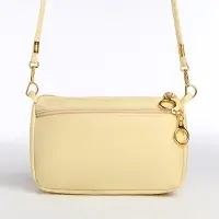 Сумка женская кросс-боди на молнии, 18&times;6.5&times;12 см, бежевая